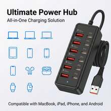 66W Fast Charging Power Outlet Adapter, 12-In-1/8-In-1 25W Fast Charging Power Outlet Adapter, Suitable For Wall Or Desktop Use, Supports USB Type-C Fast Charging Function, Features Multiple Interfaces And Charging Modes. USB Hub Converter USB Extension Outlet - View 5