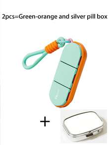 1/2PCS Dopamine Color Portable Pill Box With Woven Lanyard, 3-Compartment Silicone Seal Ring, Travel Vitamin Supplement Storage Box - Multicolor - View 16