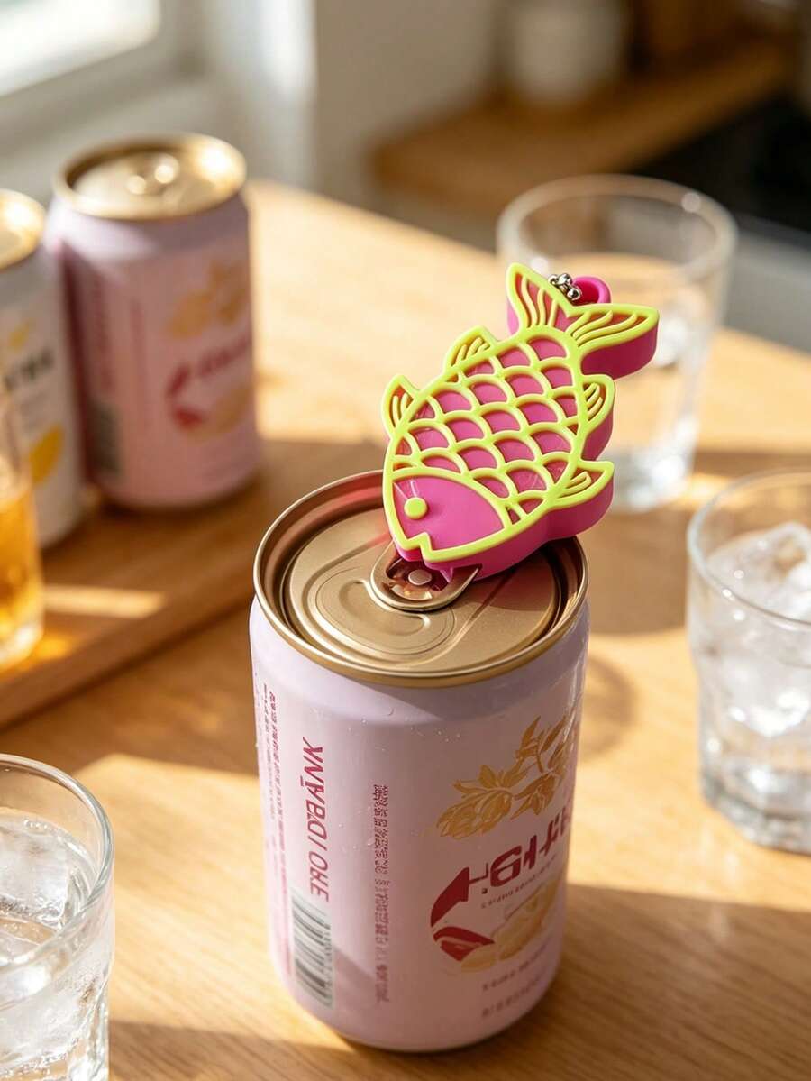 Pink Fish-Shaped Can Pull Tab Opener, Bottle Opener, Multi-Function Handheld Plastic Can And Bottle Opener Set, Kitchen Gadget For Elderly, Beverage Can Label Opener, Aluminum Beverage Can Opener Protector, Cola Beer Soda Can Label Cap, Simple Manual Plastic Protective Ring, Lift-Up Beer Cap Cold Drink Label Cap, Aluminum Beverage Dust Cover - View 1