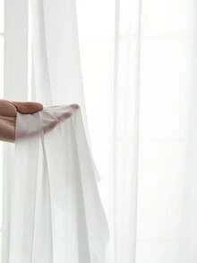 2pcs Pure White Soft Textured Sheer Curtains, High Transparency Soft Light Gauze, Living Room Bedroom Decorative Window Sheers, Multi-Functional Fabric - White - View 17