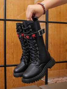 1 Pair Girls' Autumn/Winter Comfortable Fashion Versatile Kids Boots, Classic Tall Boots, Comfortable Boots, Riding Boots - Black - View 3
