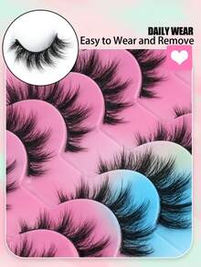 10 Pairs Exaggerated Demon Spike False Eyelashes, European And American Style Dense Voluminous Lightweight Strip Lashes, Fluffy D-Curl 3D Cartoon Anime False Eyelashes, Soft Reusable Cat Eye Lashes, Suitable For Party And Daily Wear - Black - View 4