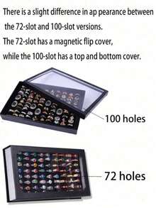 1pc 100-Slot Jewelry Ring Display Box, Large Capacity Storage Box, Tray-Style Earring Storage Display Box, Dust-Proof Transparent Storage Box With Clear Lid, Suitable For Stud Earrings, Hoop Earrings, Multiple Rings, Ideal For Drawer Storage And Display - Multicolor - View 9