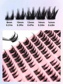 Set Bulu Mata Palsu D-Curl Gaya Anime Terbaru 100 Buah, Bulu Mata Ekstensi Individual 8-16mm, Cocok untuk Riasan - D - View 3