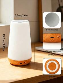 Wood Grain LED Desk Lamp, 13-Color Touch Control Night Light, USB Rechargeable Eye-Protection Atmosphere Light, Touch Control, Suitable For Bedside, Study, Bathroom, Outdoor, Halloween Home Decor - Multicolor - View 10