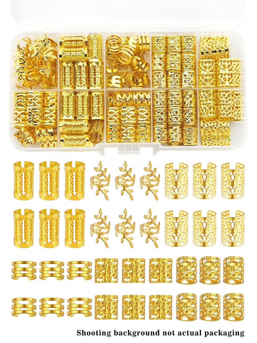 130入復古波希米亞風鏤空圓形髮圈，女款髮飾，適用編髮與DIY髮型設計飾品