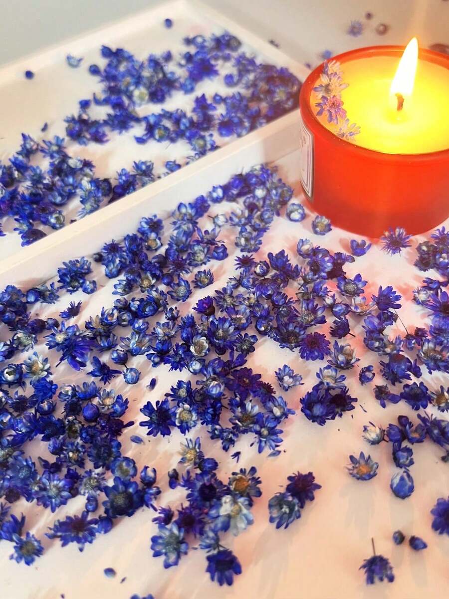140pcs Blue Artificial Mini Daisy Flowers, Resin Nail Art Aromatherapy Handmade Filling Decorative Material, DIY Accessories For Christmas, Birthday Party And Other Holidays