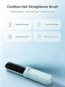 HYUNDAI Wireless Hair Straightener Brush MINI Capsule Cordless Hair Straightener With 3 Working Temperature Files Type-C Fast Charging - Blue - View 10