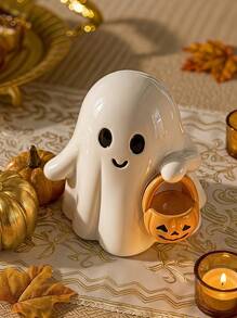 Cirelle 1pc Cute Ghost Pumpkin Decor, Autumn Halloween Home Accent, Suitable For Living Room Mantel, Entryway Table, Bedroom Nightstand, Bookshelf Fall Decoration - one-size - View 4