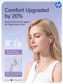 Auriculares con cable semi-intraurales HP DHE-7000A, equipados con interfaces Tipo-C y 3.5mm, sonido estéreo envolvente semi-intraural, baja latencia, con micrófono para cantar/grabar, cómodos para correr - Ver 6
