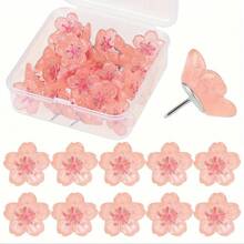 10pcs Pink Cherry Blossom Pattern Push Pins, Decorative ABS Resin Push Pins, Suitable For Photos, Postcards And Notes, Messages, Paper - A - View 7