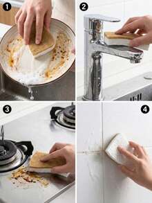 12pcs Multifunctional Microfiber Cleaning Sponges | Essential Household Kitchen Dishwashing Brush For Daily Cleaning - Multicolor - View 3