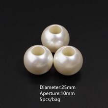 5-300顆乳白色ABS仿珍珠大孔珠 DIY手機鍊項鍊手鍊製作裝飾散珠 6-30mm - 米白色 - 查看 10