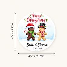 35-350pcs Custom Christmas Couple Name Stickers, Personalized Round Holiday Gift Labels, Festive Gingerbread Reindeer Santa Style, Customized Christmas Gift Stickers, Customizable Name Seals, Gift Wrapping Decor, Holiday Party Favors, Family - Multicolor - View 2
