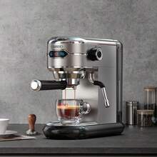 HiBREW H11 halvautomatisk espressomaskin i rostfritt stål, 1,1 l vattentank med stor kapacitet som kan tas loss, 10 s förbryggning för fullständig extraktion, kompatibel med ESE-kapslar och kaffepulver, automatisk avstängning efter 15 minuter - EU F-typkontakt (220-240V) - Visa 1