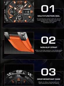 LIGE Men's Sports Fashion Dual Display Luminous Alarm Waterproof Electronic Watch - Black - View 7