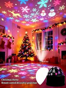 USB Powered Christmas Pattern Projection Light, RGB LED Night Light, Snowman Snowflake Christmas Tree Projection Lamp, Suitable For Christmas Party, Home Bedroom Ceiling Decoration, Holiday Gift - One Size Fits All - View 2