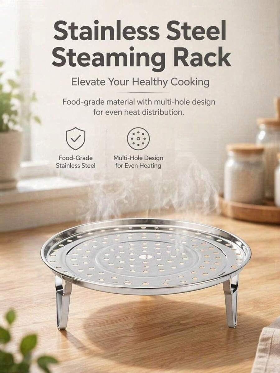1/2/3pcs Stainless Steel Steamer Rack, Multi-Layer Perforated Steamer Pot, Kitchen Essential, Steaming Cooking, Steamer, Multi-Functional Stackable Design, Suitable For Vegetables, Bread, Eggs And Seafood