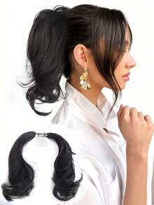 Synthetic Self Wrapping DIY Ponytail Hair Bun Design ﻿Women Fluffy Wavy Curly Ponytail Chignon Hair Bun With Comb Teeth, Soft High Temp Fiber Clip In Updo Hairpiece Daily Hairstyle - Multicolor - View 11