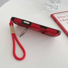 (Order And Follow Store To Get Lanyard) 360° Rotating Stand Anti-Drop Phone Case Compatible With Apple 11/12/13/14/15/16 Pro Max, S22/23/24+ U A04/A05/A14/A15/A24/A25/A34/A54 S Series, Pixel, Note 15/14 Series - Red + Braided Rope - View 4