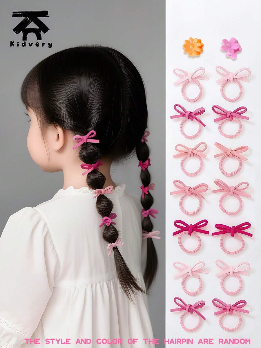 12pcs/Pack Kids Mini Butterfly Hair Ties, Suitable For Fine Hair Children, Elastic, Cute Princess Style, Suitable For Daily Wear, Simple And Cute, Kidvery - Multicolor - View 1