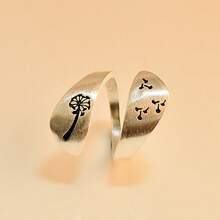 Anillo abierto de moda para mujer con diseño creativo geométrico de semilla de diente de león retorcida, chapado en oro blanco cepillado - Oro blanco - Ver 7