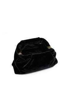 Women's Evening Clutch Bag, Cloud-Shaped, Solid Color Pattern, Velvet Fabric, Top Ruched Drawstring Design, Portable, Elegant And Luxurious, Suitable For Weddings, Parties, Balls And Banquets - Black - View 6