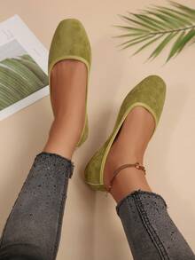 Solid Color Casual Flat Slip-On Shoes For Outdoor Summer - Green - View 2