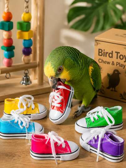5pcs/1pc Bird Toy Mini Sneakers, Colorful, Suitable For Parrots, Budgies, Canaries, Cockatoos, Etc. | Can Be Filled With Treats Or Foraging Materials To Stimulate Foraging Interest And Interactive Foot Games
