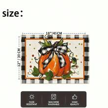 1/4/6pcs Autumn Series Black & White Plaid Bow & Pumpkin Pattern Printed Placemats, Heat Resistant Table Mat For Home Kitchen, Table Protection, Kitchen Dining Table, Party Decor - Multicolor - View 5