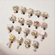 1pc Gold & Silver Tone Italian Modular Bracelet Chain, Ocean & Nature Theme 3D Enamel Pendant, Pearl & Crystal Inlaid DIY Jewelry Accessory - Side Gold Module - View 12