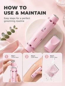 2-In-1 Women's Electric Body Trimmer & Bikini Trimmer, Rechargeable Ceramic Blade Rotary Shaver, Detachable And Washable, Suitable For Sensitive Areas, Underarms, Legs And Facial Hair, USB-C Interface, Wireless Portable Travel Design - Size - View 10