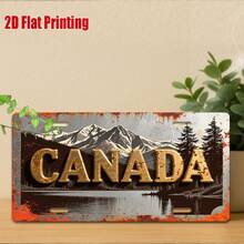 2D Flat Style, 1pc Vintage Canada Metal Sign, Suitable For All Vehicles 2D Flat Vintage License Plate Wall Decor, Country Style Garage, Cave And Cabin Decoration, Christmas Gift For Canada Enthusiasts (Random Style) - A - View 3