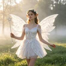 Colorful Laser Double Layer Butterfly Wings Back Decor, Forest Style Fairy Wings Girl Birthday Party Photo Prop, Halloween Cosplay Fairy Angel Wings Accessory - View 21