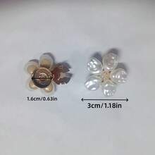 1Pc/2/3/4Pcs Petal Alloy Detachable Button Cover, 3cm/1.18in Elegant Cuff Collar Decoration Button, Women's Shirt Set, Elegant No-Sew Button Cover Set - Multicolor - View 3