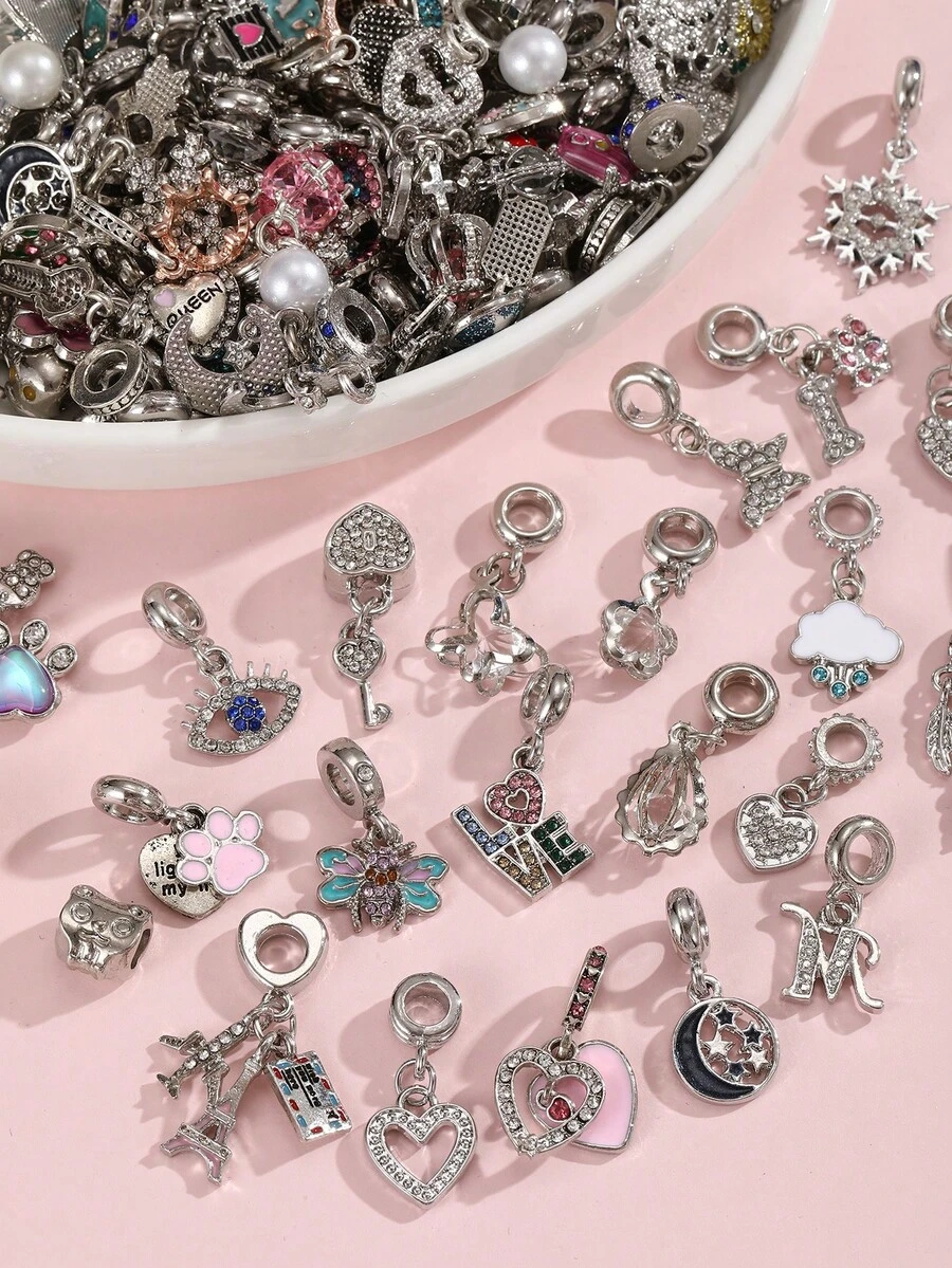 Random Pendant Beads, Suitable For DIY Bracelets, Including Animal/Plant/Flower/Pet/Heart/Sport/Cartoon/Ocean/Home/Star And Other Designs - Multicolor - View 1
