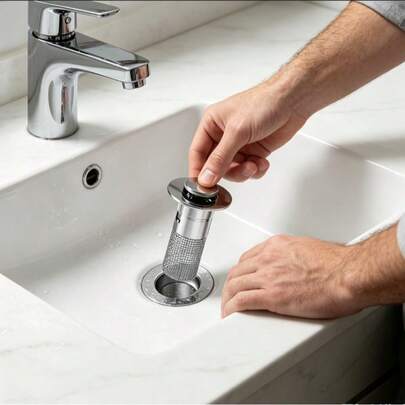 1PC Sink Plugs For Bathrooms, A Pop-Up Drain Filter, A Sink Drain Filter Plug, And A Universal Drain Filter Plug With A Spring Core For Push Conversion.Size: 1.1 To 1.45 Inches, In Silver Color.