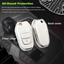 Compatible With Peugeot 308 408 508 2008 3008 4008 5008 And Opel Accessories TPU Silver Edge Smart Key Case, Functions As Bag Charm, Backpack Pendant, Student Gothic Style Y2K Christmas Gift Creative, With ID Card Holder Lanyard - Multicolor - View 6
