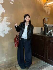 女款蝴蝶結蕾絲飾邊長袖T恤，韓系新風層次感上衣 - 白色 - 查看 6