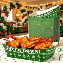 12/24pcs Football Theme Party Supplies/Paper Plates, Disposable Gift Box Paper Trays, Suitable For Football Theme Birthday Party And Decoration, 5lb Football Pattern Dinner Plates, Football Theme Paper Trays, Suitable For Game Day, Carnival, Birthday, Sports Theme Events, Party Decoration - Disposable Gift Box - View 4