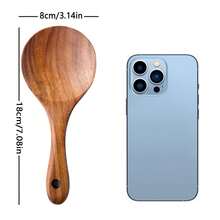 1pc Teak Wood Rice Spoon, Rice Paddle Scoop, Wooden Kitchen Spoon, Ladle, Tablespoon, Big Serving Spoon, Wooden Kitchen Utensil Tableware - Brown - View 6