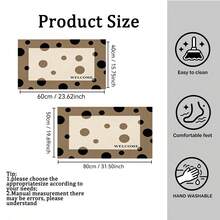 1pc American Vintage Polka Dot Faux Linen Floor Mat, Kitchen Entryway Door Mat, Deep Brown Coffee Tone Versatile And Easy To Clean, Faux Linen Breathable And Crisp, Adds A Slouchy Ritual Feeling To Your Home, Suitable For Kitchen, Bathroom, Entryway, Dining Table, Bar Counter, All Season Use, Can Be Used As Halloween, Christmas, Thanksgiving, Gift - View 3