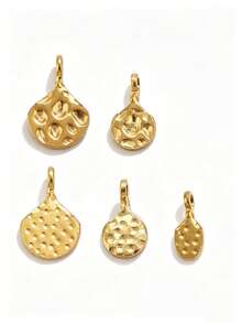 20/40pcs Hammered Stainless Steel Charms For Jewelry Making, Textured Pendants For DIY Necklace Earring Making Supplies - Pendants - View 5