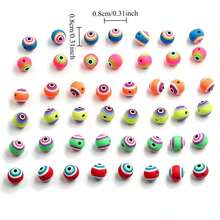 50pcs Random Mixed Evil Eye Soft Clay Round Beads, Colorful Perforated Loose Beads For DIY Bracelet, Necklace, Keychain, Handmade Beaded Jewelry Accessories - Multicolor - View 4