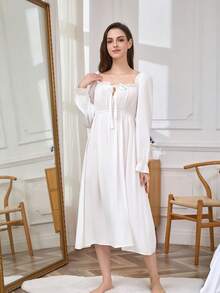 Women's New Spring/Autumn Pure Cotton Long Sleeve Pajamas, Can Be Worn As Loungewear - White - View 4