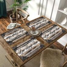1/4/6pcs Autumn Series Vintage Lace Wood Grain Pattern Printed Placemats, Heat-Resistant Table Mats For Home Kitchen/Dining Table Protection, Kitchen Party Scene Decoration - Multicolor - View 10