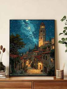 DIY Starry Night Medieval Tower Town (Frameless 8x12 / 16x20 Inches) Paint By Numbers Kit (Acrylic) Arts & Crafts For Adult Beginners, Home Wall Decor, And Holiday Gifts For Relaxing Painting Time - Sets - View 4