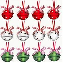 12pcs Random Assortment Set, Includes Christmas Bells, Hollow Star Print Pendants With Red Ribbons And Bows, Suitable For Holiday Party Decor, DIY Home Decor, Outdoor Decor And Christmas Tree Ornaments - Multicolor - View 10