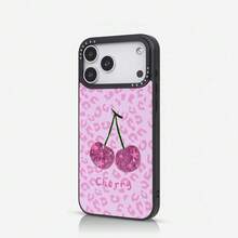 1pc Minimalist Leopard Print Cherry Pattern Phone Case, Compatible With Phone16 Pro Max, 15 Pro Max, 14 Pro Max, Korean-Style High-End Fashion Fun Phone Case, Shockproof Anti-Drop Frame, 2-In-1 Hard Shell Back Cover, Compatible With 17/18/17Pro/17Promax/11/12/13/14/15/16 Pro Max Plus, Elegant Design Suitable For Men And Women, Perfect Gift For Girlfriend On Christmas, Valentine's Day, Easter, Wedding Season And Birthday! - Multicolor - View 2
