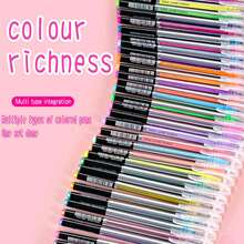 36 pièces Stylos à encre métallique pailletée colorée (12 stylos + 24 recharges), convient pour la peinture, les albums photos DIY, les cartes noires, les collages, l'artisanat, les cadeaux d'anniversaire, de Noël et du Nouvel An - Stylo pailleté - Voir 2